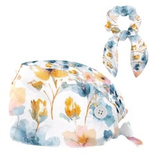 Scrub Cap Women Men Reusable Scrub Hat Hair Scrunchy Surgical