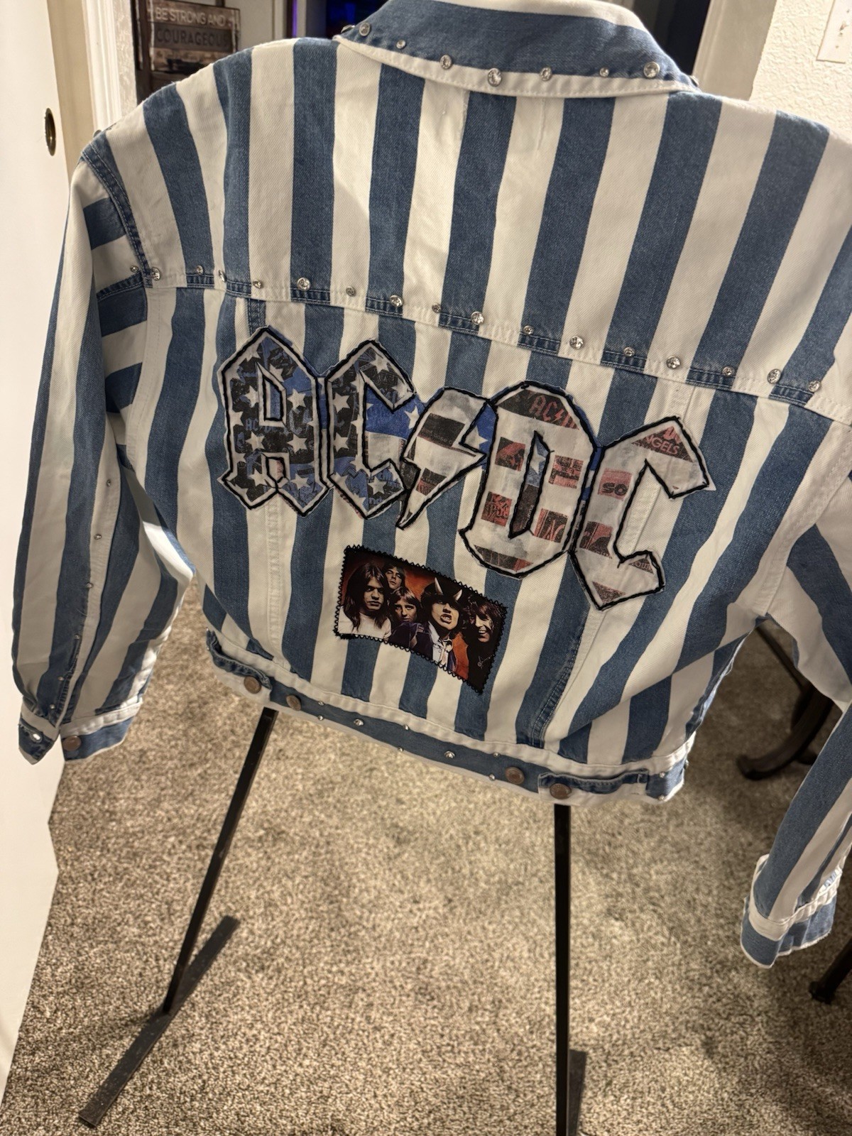 Custom AC/DC Denim Jacket Medium - image 3