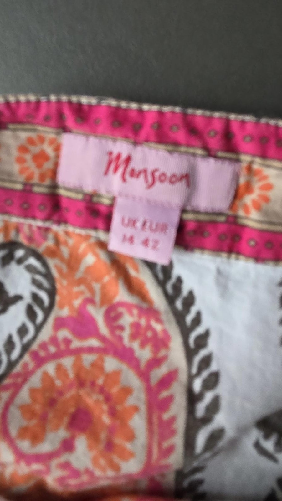 Monsoon Vintage White Orange Pink Paisley Print 100% Cotton Cami Strap Top 14 image 5