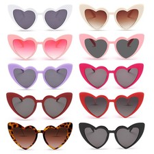 10 Pack Heart Shaped Sunglasses Womens Cat Eye Heart Glasses Bachelorette Par...