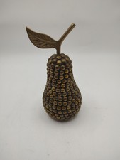 Cool Vintage Retro Brass Studded Pear fruit ornament Apple Bowl Leaf Copper Uk