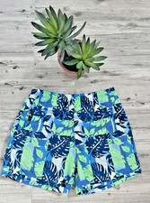 Columbia PFG Mens Swim Trunks Medium Tropical Floral Green Blue GUC