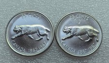 1967 25 Cent Silver Canada Cougar  UNC  condition Queen Elizabeth II. #136A