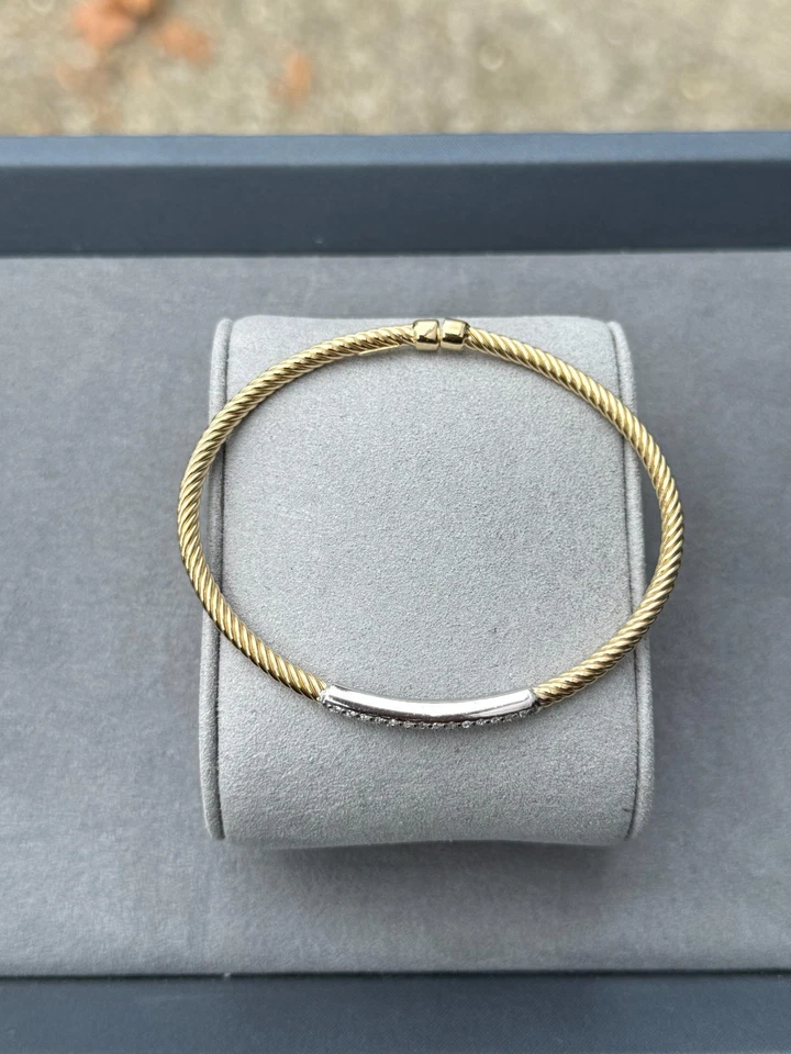 0.50 ctw NATURAL Diamond Flexible Bangle Cuff Bracelet 14k Gold 7'' Inch - $9400 - Image 4 of 4