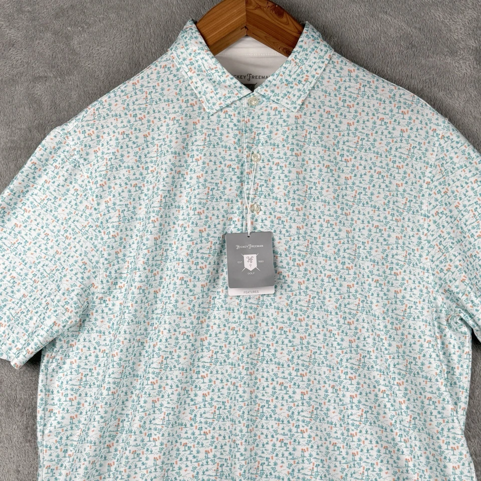 Hickey Freeman Golf Polo Shirt Mens L Performance S/S Stretch Logo Cactus NWT - Image 3 of 4