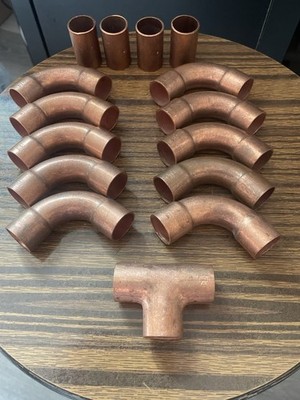 Lot Of Acr Copper 3/4 Od  Including 10- Long Turn Elbow  4- Coupling 1-tee