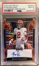 RYAN WILLIAMS ALABAMA AUTOGRAPH LEAF METAL FIRE PULSAR 1/1 PSA 10 GEM MINT