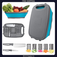 9-in-1 Collapsible Cutting Board Colander Slicer Grater Camping RV