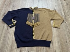 Vintage Women  s Myrna  Gail Daisy Crest Knit Fringe Pullover Sweater