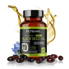 Dr. Herbalist Black Seed Oil 1600mg 60 Capsules, Fasting Absorbing, Cold-Pressed