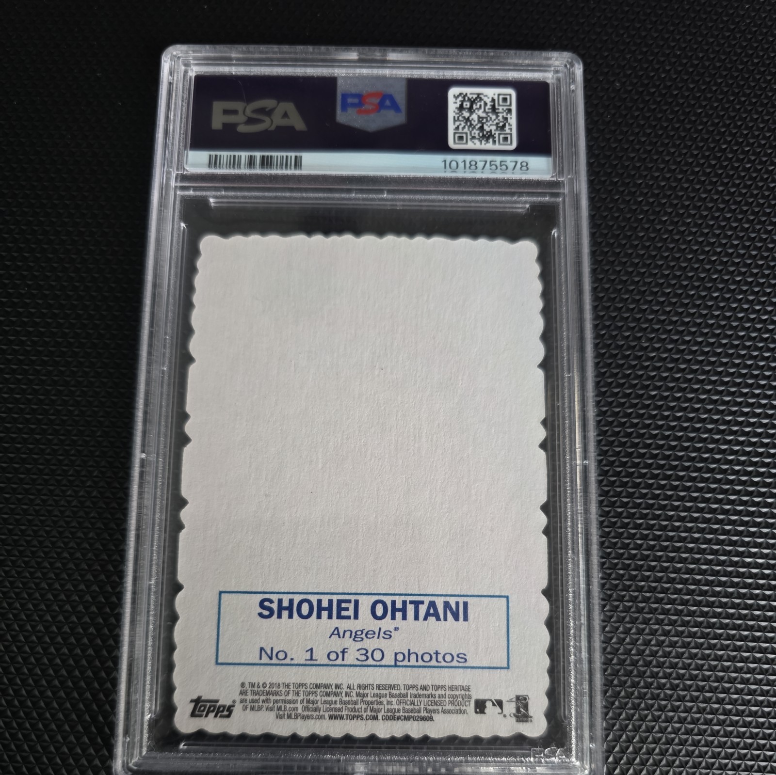 Topps 2018 Heritage Deckle Edge Shohei Ohtani #1 RC on card Auto PSA10 view 2