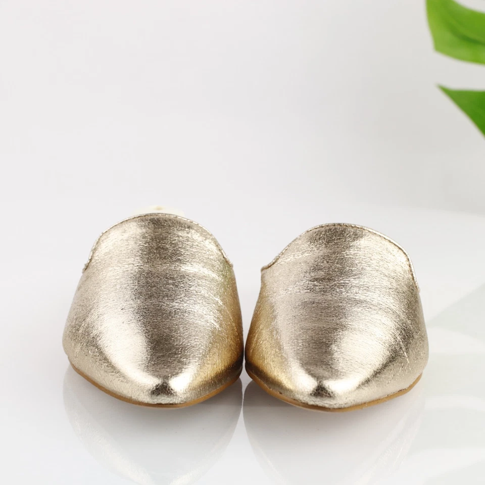 Zapato sin cordones J Crew para mujer talla 7 dorado metálico en punta plano brillante elegante Foto 2 de 4