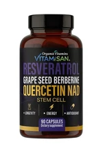 Resveratrol Quercetin NAD Grape Seed Berberine Stem Cell Energy Antioxidant 90