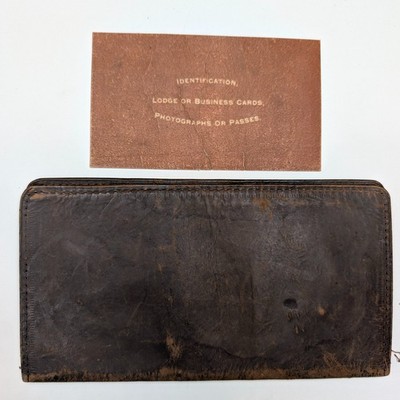 c1900s Antique Leather Wallet ID Card Case Lodge Dietrick New Hartford Iowa IA