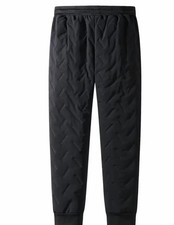 Thermal Fleece Lined Snow Pants Black Beige Chevron Unisex Skiing Winter