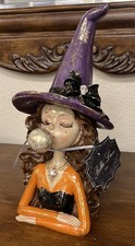VIRAL Bella Lux Halloween Witch Figurine Eyelash Blowing Bubble Purple  Orange