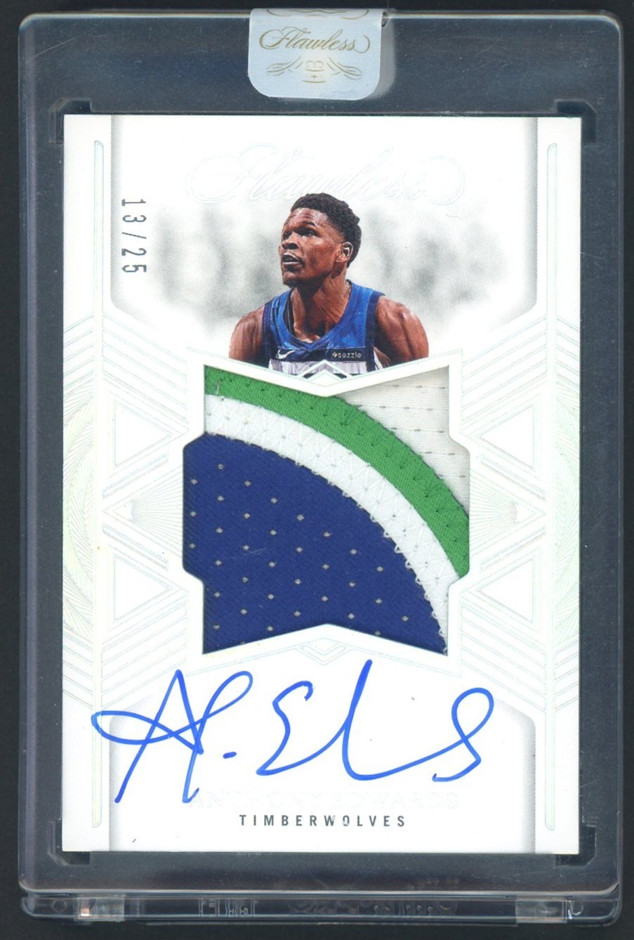 2024-25 Flawless Star Swatch Anthony Edwards GU 3-Color Patch AUTO 13/25 view 1