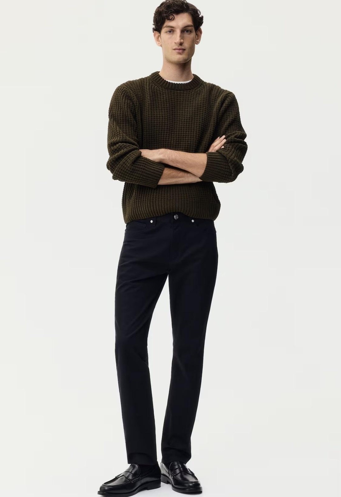 H&M Jeans Mens 32x32 Black Slim Fit Straight Stretch Denim 5-Pocket Pants New thumbnail 2