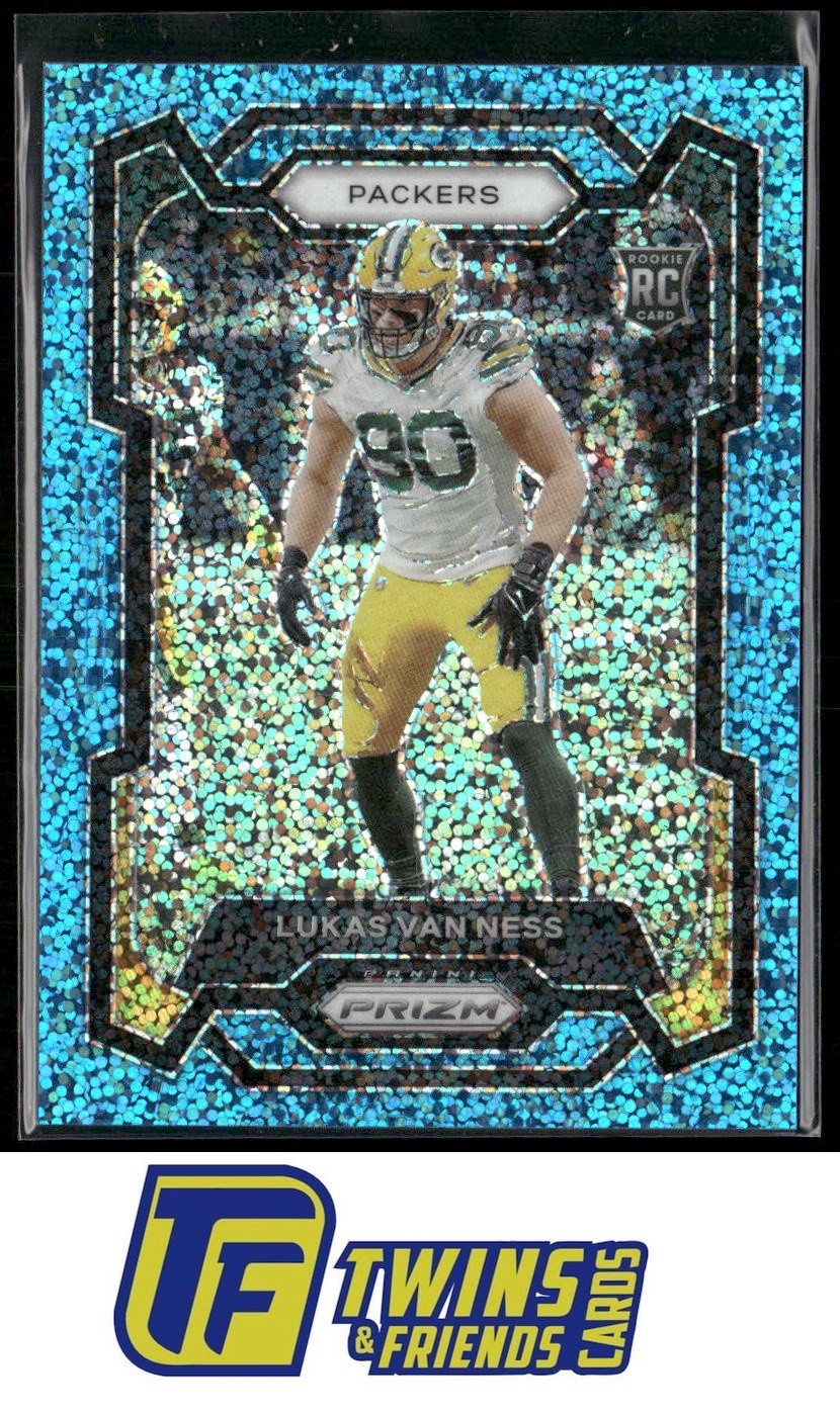 2023 Panini Prizm #336 Lukas Van Ness Blue Sparkle #/96