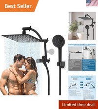 All-Metal cUPC Certified 10'' High Pressure Rain Shower Head Combo - Matte Black