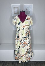 MADEWELL Midi Dress Women's 4 Flutter Sleeve Ruffle Waist Brushing Up