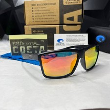 Costa Del Mar Sunglasses Black Frame Sunrise Mirror Polarized 580P Lens NEW