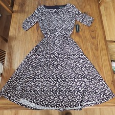 Jessica Howard Women's Ruched Short Sleeve A-Line Midi Boat Neck Dress NWT Sz 6