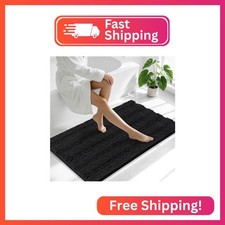Smiry Thick Chenille Large Bathroom Runner Rugs 45x27, Soft Bath Mat, Black