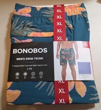 Bonobos Swim Trunks Mens XL Teal Floral 7 Inseam Quick Dry UPF 50 Mesh Liner