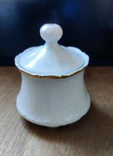 Zuckerdose, Mittereich Bavaria, Weißes Porzellan mit Goldrand,sehr guter Zustand