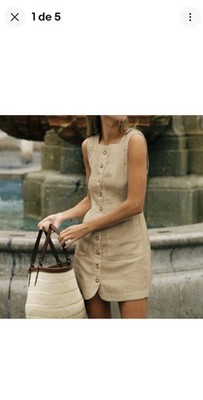 Commense Cotton Button Front Linen Sleeveless With Pockets New With Tags