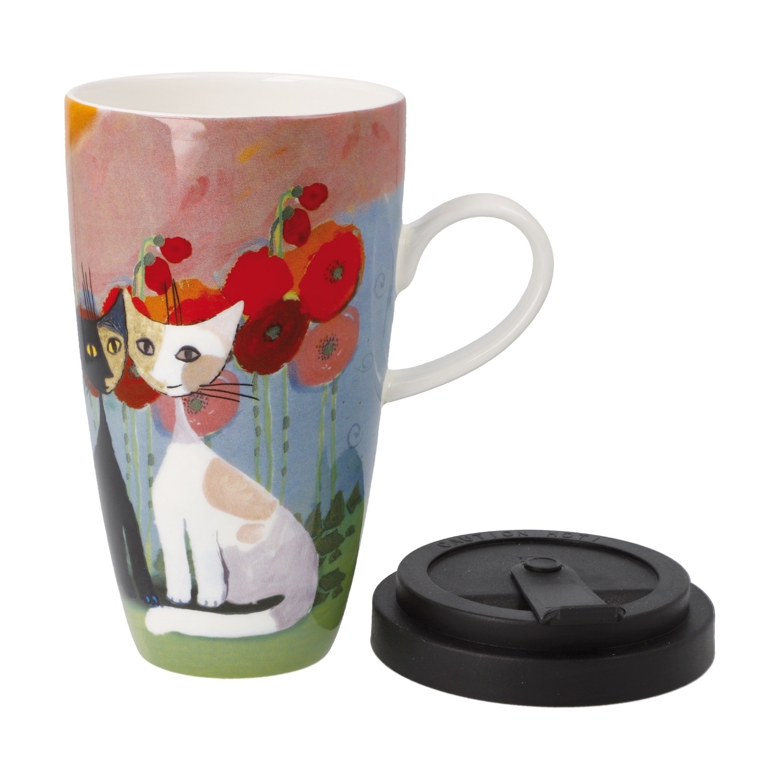 Rosina Wachtmeister  L'estate in giardino Cat Tea Cup with Lid & Strainer