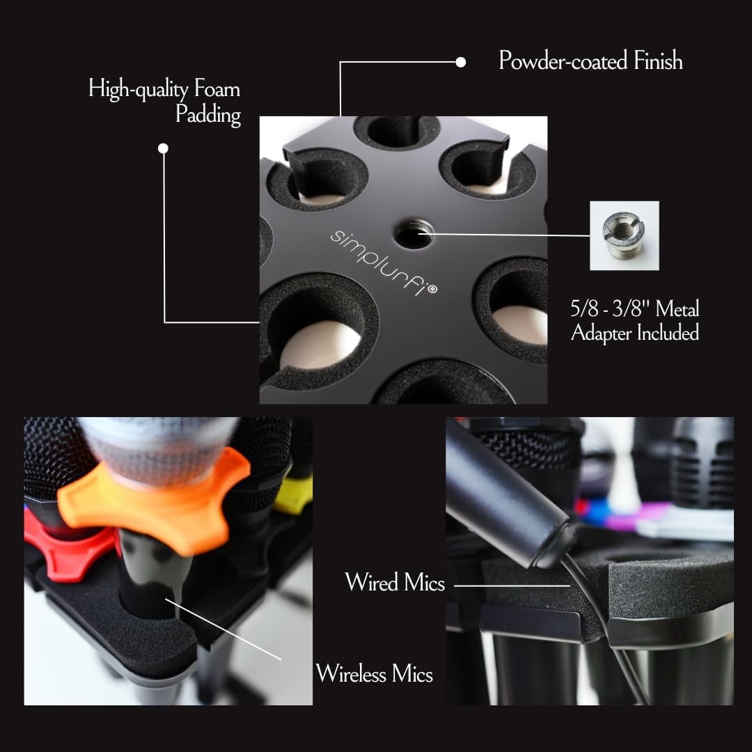 Multi Microphone Holder For Mic Stand - Square without desktop stand, black 