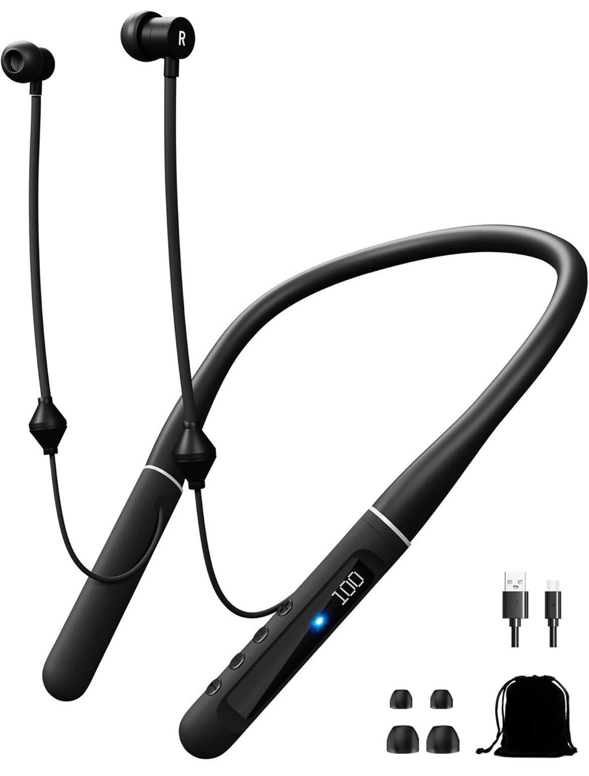 Air Tube Bluetooth Headphones with LED Battery Display,EMF F