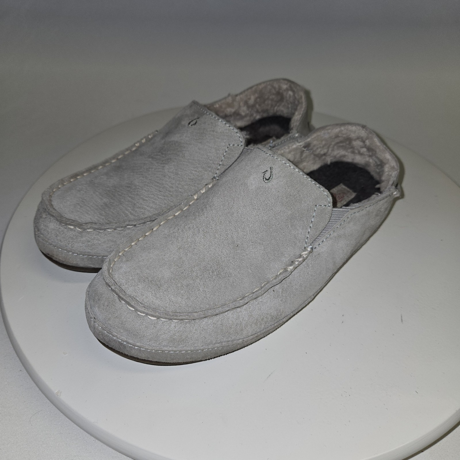 SAOLA OluKai Nohea ciabatte donna 7 EU 37 scamosciate morbide foderate shearling suola gomma grigio