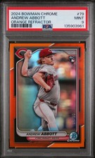 2024 BOWMAN CHROME 79 ANDREW ABBOTT ORANGE REFRACTOR /25 PSA 9