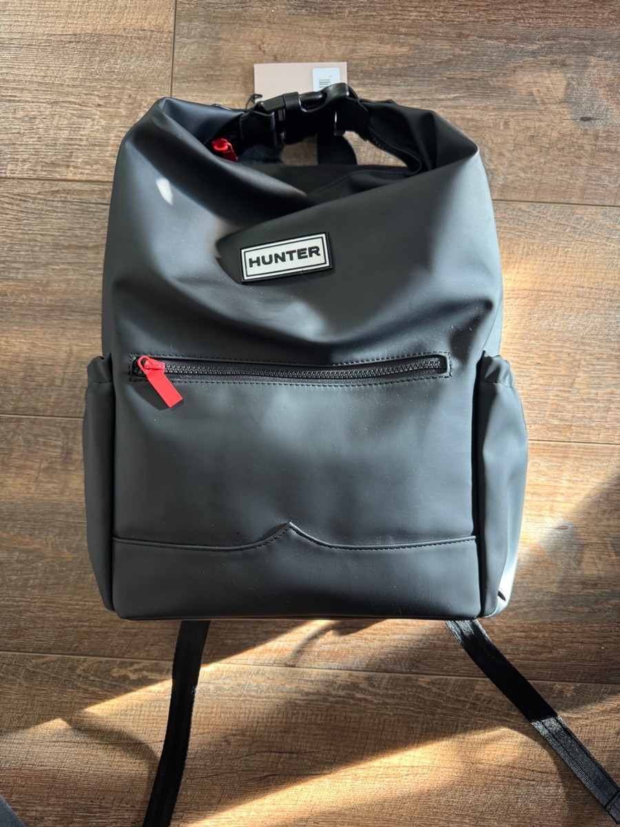 HUNTER Top Clip Backpack Smooth Black with Red Zipper | eBay
