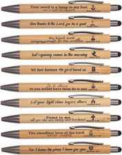 Bible Verse Bamboo Pens Christian Pens Inspirational Scripture Stylus Ballpoint