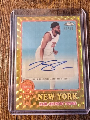 Karl-Anthony Towns Autograph 1973 Gold /50 Topps Chrome Basketball 2025 Knicks