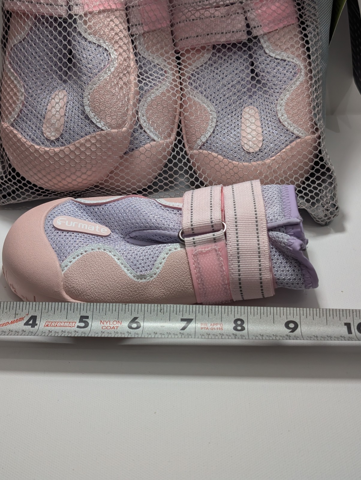 Furmate Dog Boots Small Pink Gray Paw Shoes Set of 4 Adjustable New
