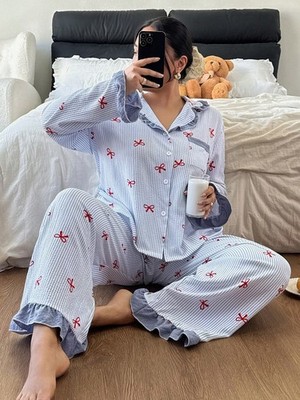 Dream Adore Pyjama Set für Damen in großen Größen: Gestreift mit Billig24