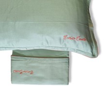 Lenzuola in raso 2 piazze Enrico Coveri salvia con sotto e federe