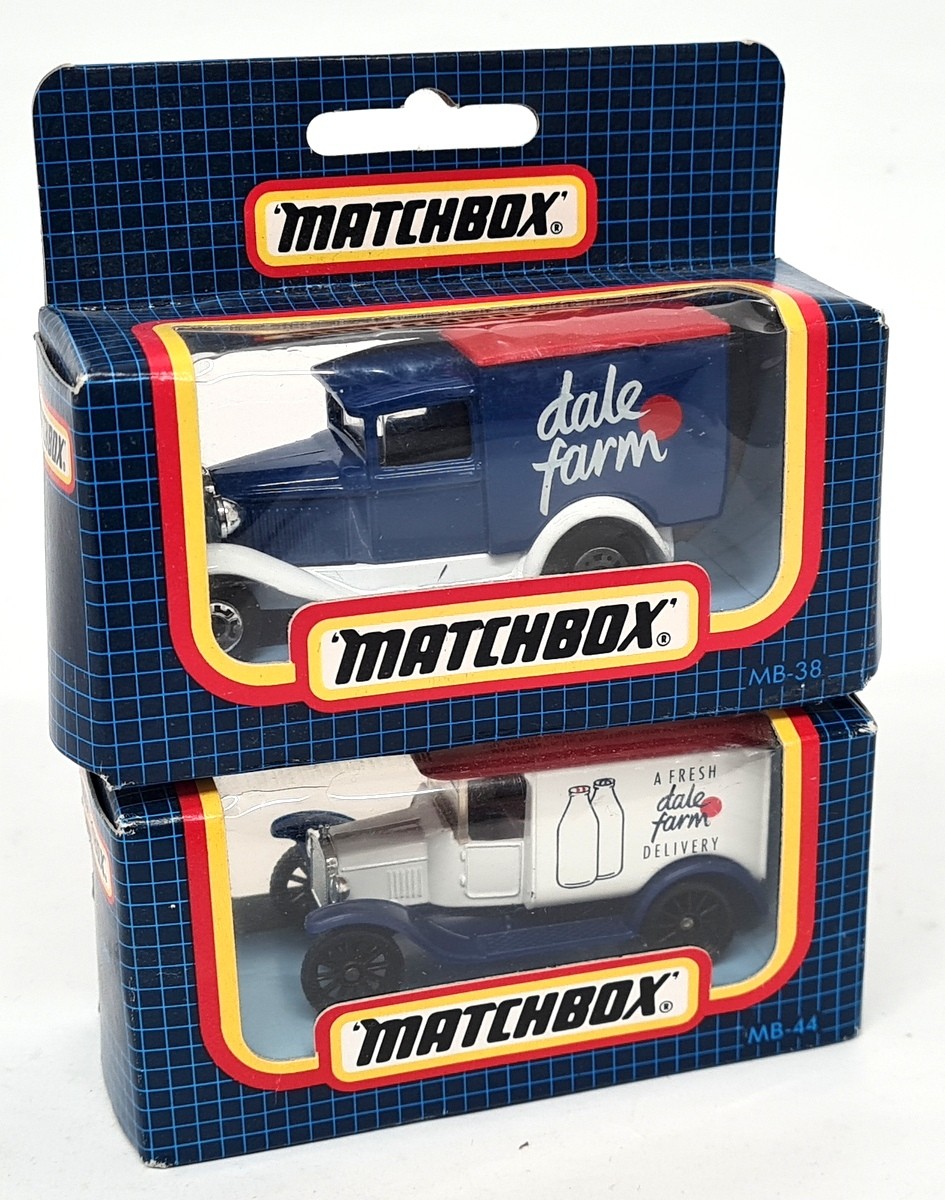 Matchbox 2x Model T + Model A Vans - Dale Farm Diecast Model Cars