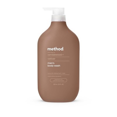 Method Men Body Wash, Sandalwood and Vetiver, Paraben and Phthalate Free, Quick-