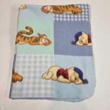 Disney Baby Blanket Winnie the Pooh Tigger Sleeping Patchwork Fleece Blue