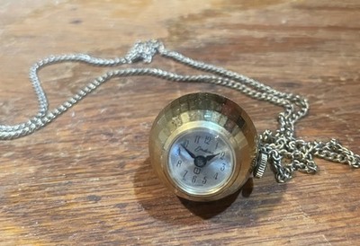 Endura Swiss Vintage Ladies Orb Pendant Necklace Watch On Chain