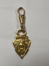 Auth Gucci Vintage Gold Tone Knight Crest Key Chain Bag Charm Zipper Pull