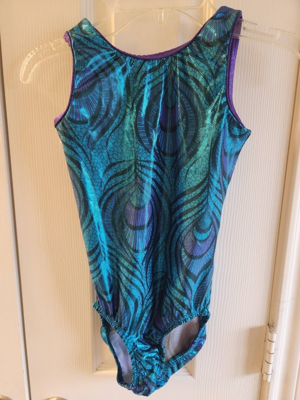 Girl's Teal/Peacock Plum Gymnastics Leotard Adult Small AS