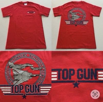 VINTAGE 1989 TOP GUN MOVIE TEE - S - RED T-SHIRT SINGLE STITCH PARAMOUNT PROMO