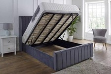 PANEL WING BED FRAME WITH MEMORY SPRING MATTRESS OPTIONAL OTTOMAN STORAGE